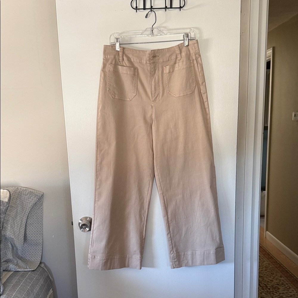 Habitat Beige Cropped Wide-Leg Pants